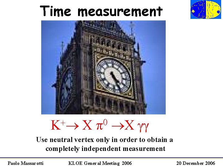 Time measurement K+ X 0 X gg Use neutral vertex only in order to