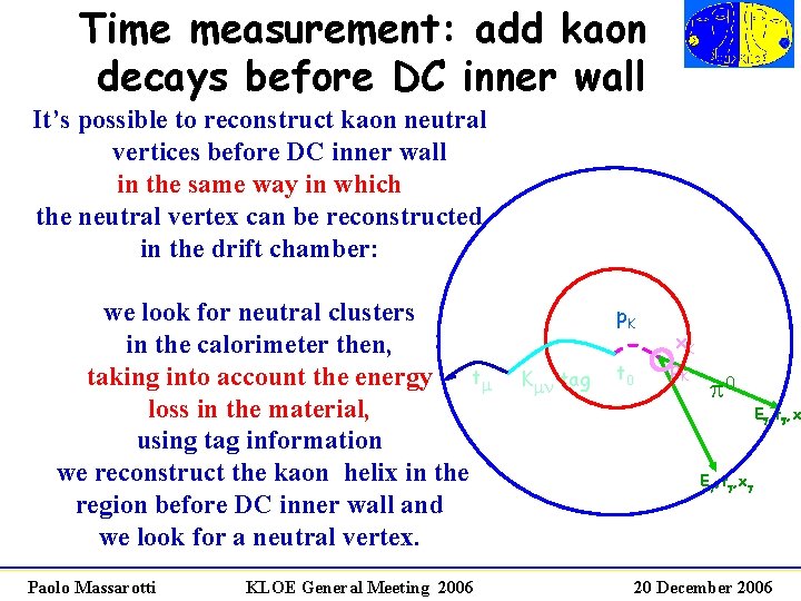 Time measurement: add kaon decays before DC inner wall It’s possible to reconstruct kaon
