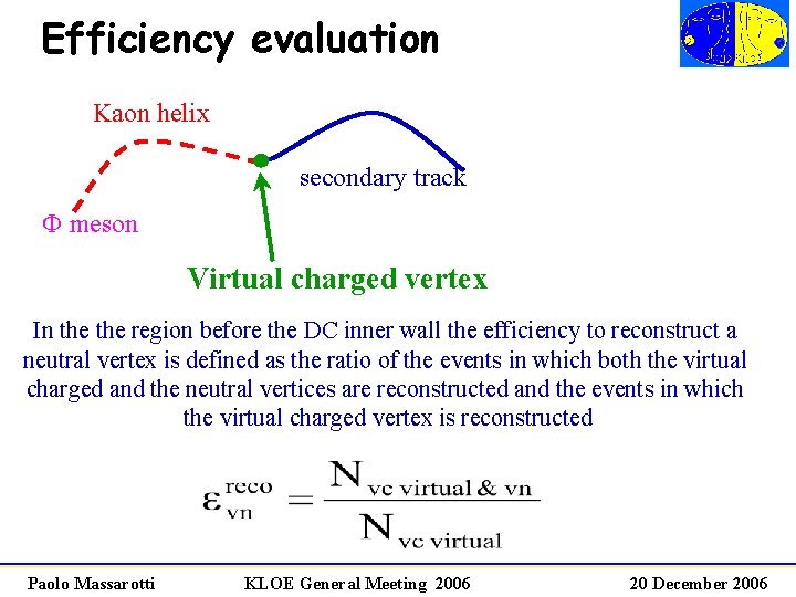 Efficiency evaluation Kaon helix secondary track F meson Virtual charged vertex In the region