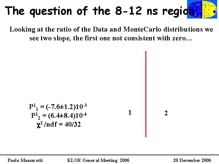 The question of the 8 -12 ns region Looking at the ratio of the