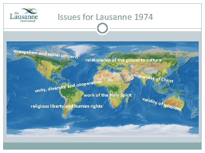 Issues for Lausanne 1974 evangelism a nd social con cern relationship of the gospel