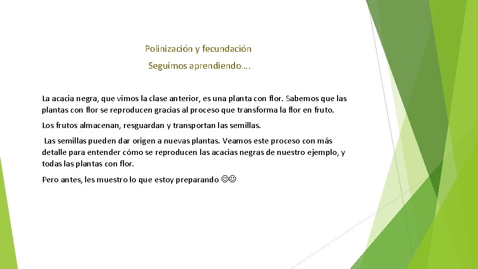 Polinización y fecundación Seguimos aprendiendo…. La acacia negra, que vimos la clase anterior, es
