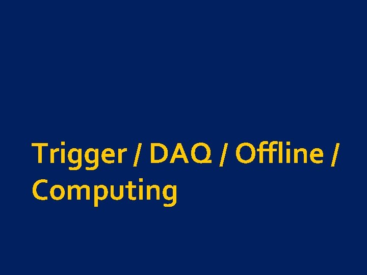 Trigger / DAQ / Offline / Computing 