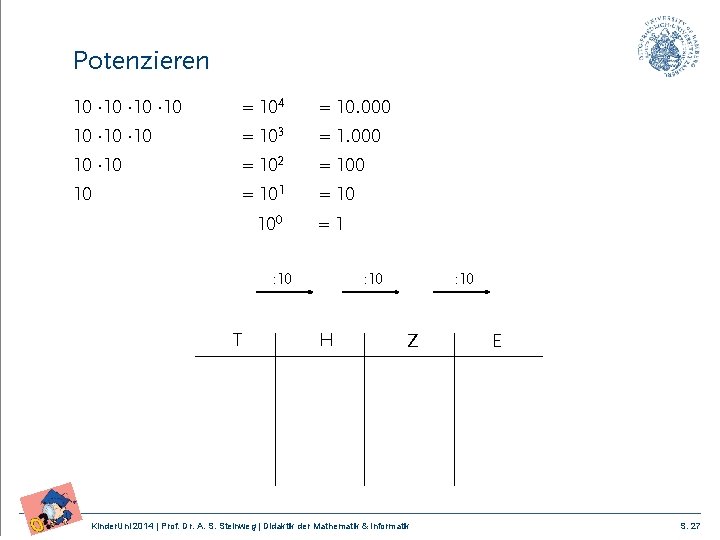 Potenzieren 10 · 10 10 · 10 10 = 104 = 103 = 102