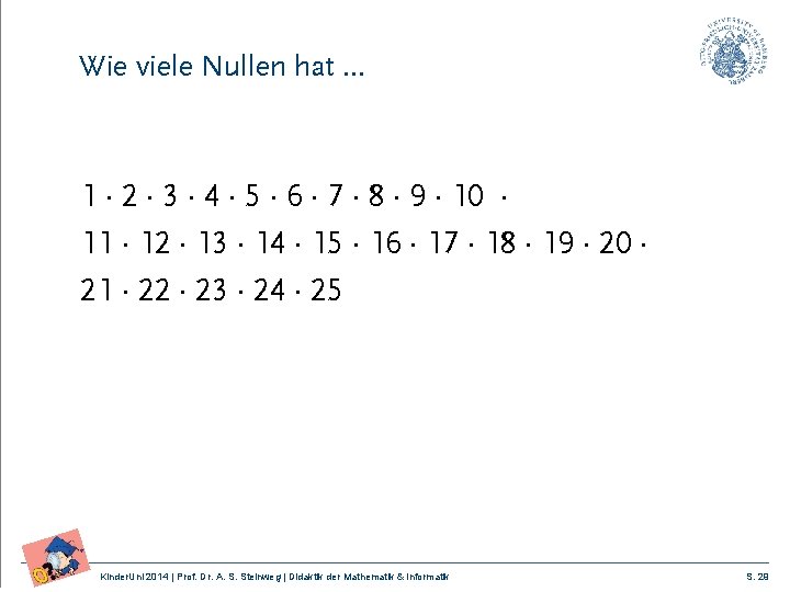 Wie viele Nullen hat … 1 2 3 4 5 6 7 8 9