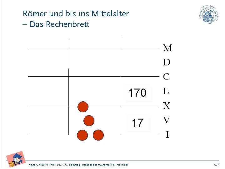 Römer und bis ins Mittelalter – Das Rechenbrett 170 17 Kinder. Uni 2014 |