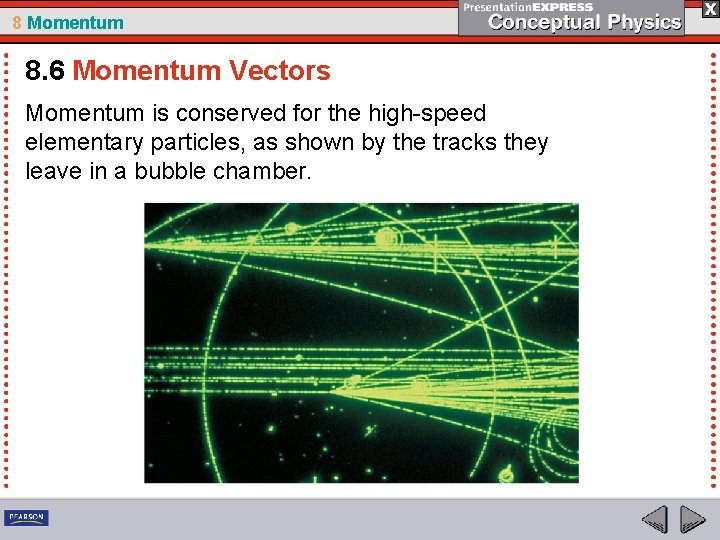 8 Momentum 8. 6 Momentum Vectors Momentum is conserved for the high-speed elementary particles,