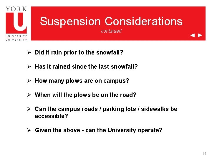 Suspension Considerations continued Ø Did it rain prior to the snowfall? Ø Has it