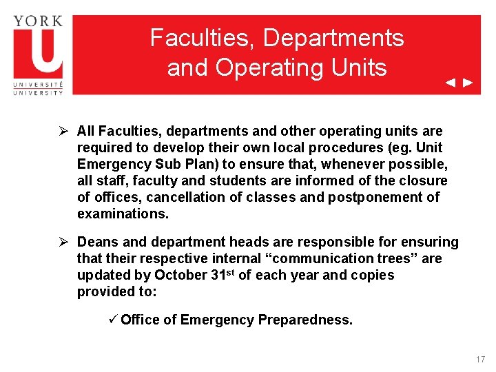Faculties, Departments and Operating Units Ø All Faculties, departments and other operating units are