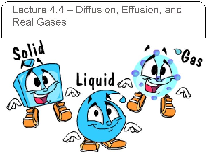 Lecture 4. 4 – Diffusion, Effusion, and Real Gases 