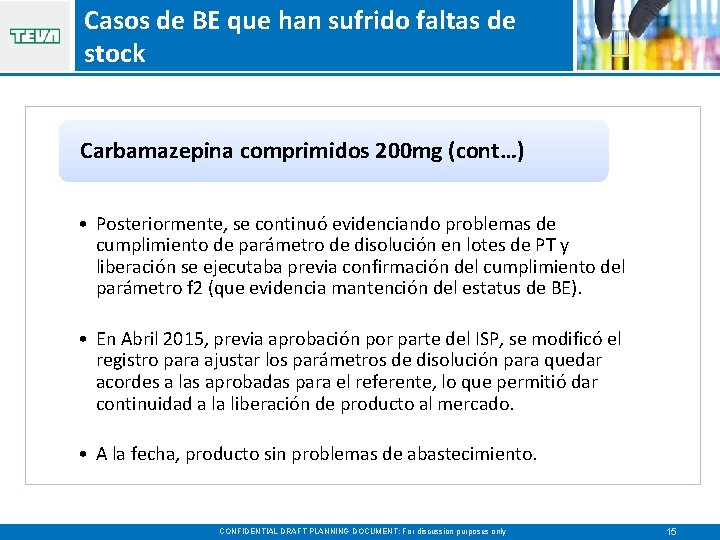 Casos de BE que han sufrido faltas de stock Carbamazepina comprimidos 200 mg (cont…)