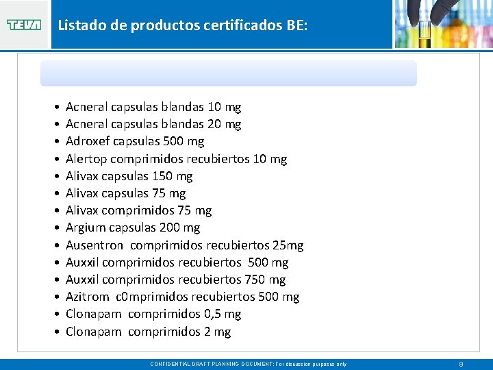 Listado de productos certificados BE: • • • • Acneral capsulas blandas 10 mg