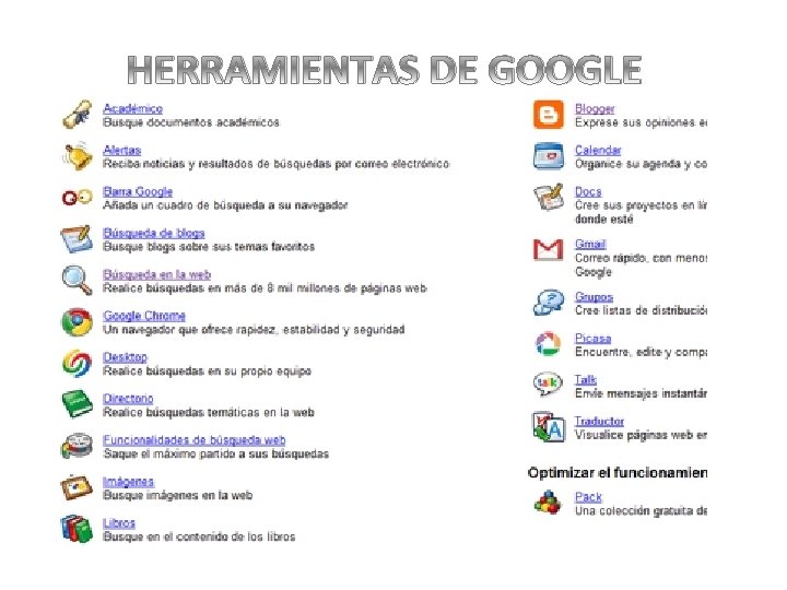 HERRAMIENTAS DE GOOGLE 