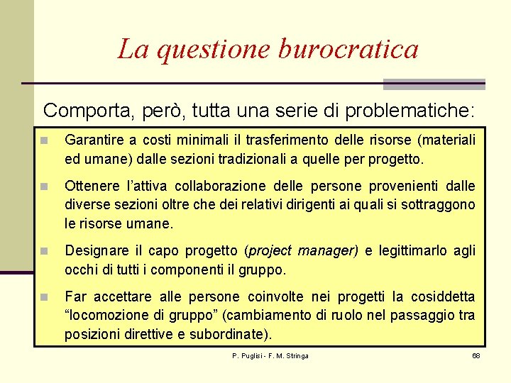 La questione burocratica Comporta, però, tutta una serie di problematiche: n Garantire a costi