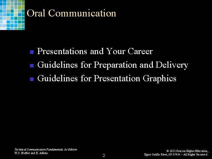 Oral Communication n Presentations and Your Career Guidelines for Preparation and Delivery Guidelines for Oral Communication n Presentations and Your Career Guidelines for Preparation and Delivery Guidelines for