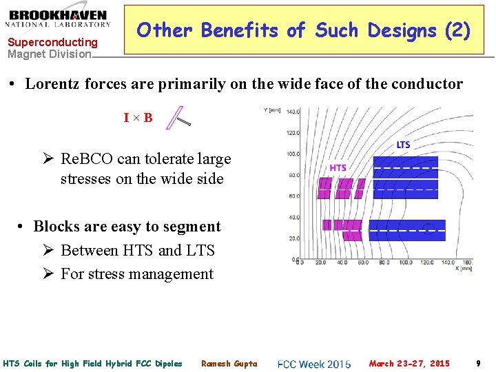 Superconducting Magnet Division Other Benefits of Such Designs (2) • Lorentz forces are primarily