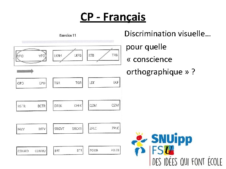 CP - Français Discrimination visuelle… pour quelle « conscience orthographique » ? 