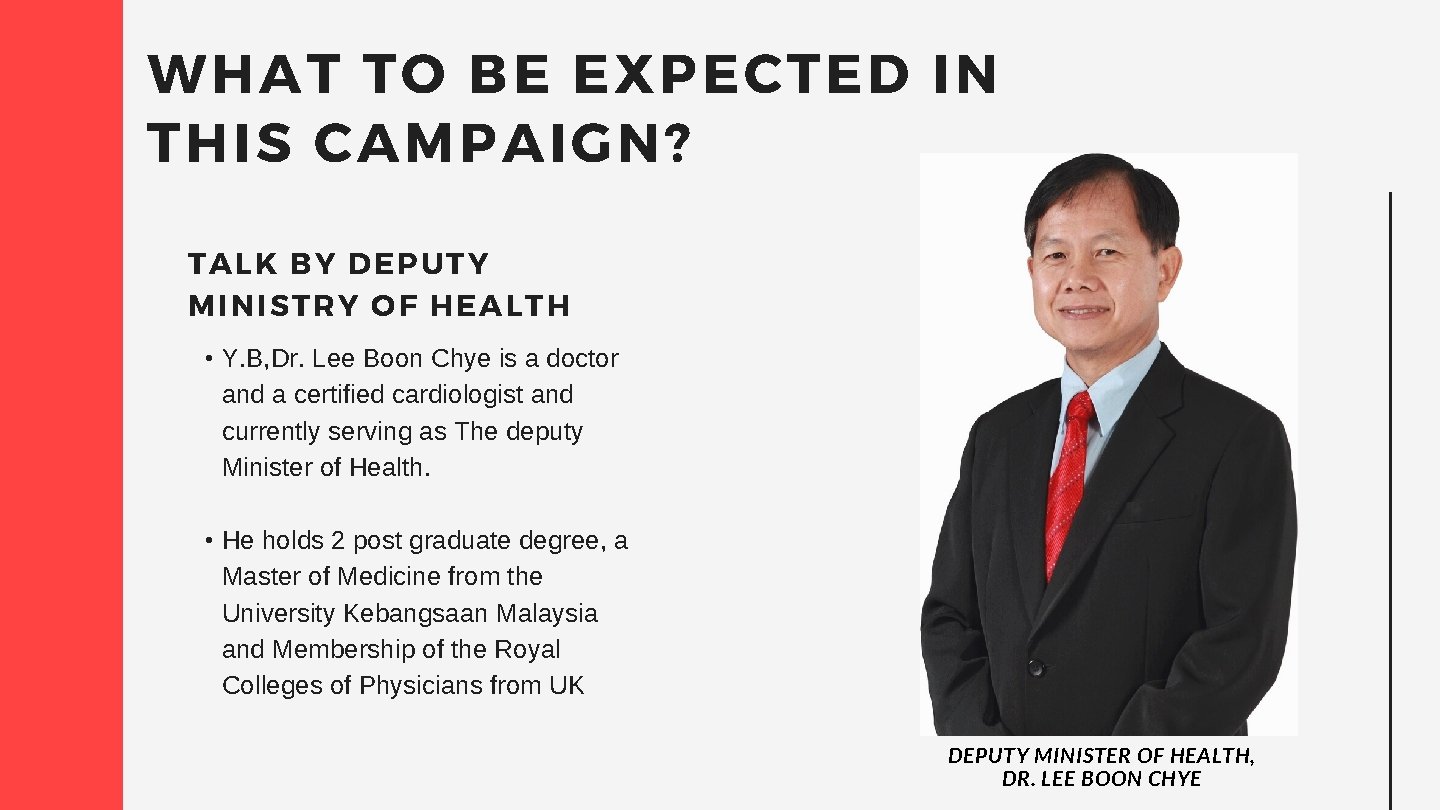 WHAT TO BE EXPECTED IN THIS CAMPAIGN? TA LK BY DEPUTY MINIST RY O