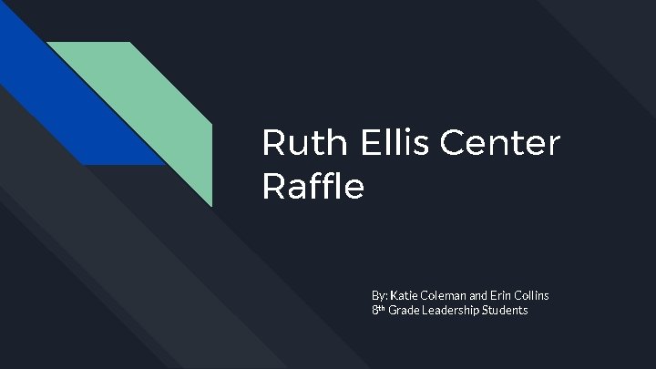 Ruth Ellis Center Raffle By: Katie Coleman and Erin Collins 8 th Grade Leadership