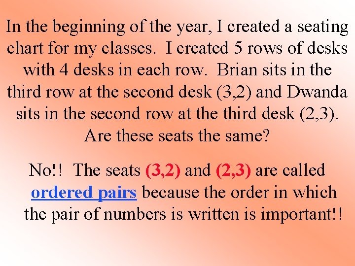 In the beginning of the year, I created a seating chart for my classes.