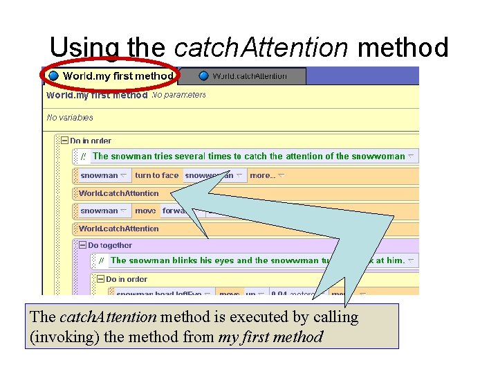 Using the catch. Attention method The catch. Attention method is executed by calling (invoking)