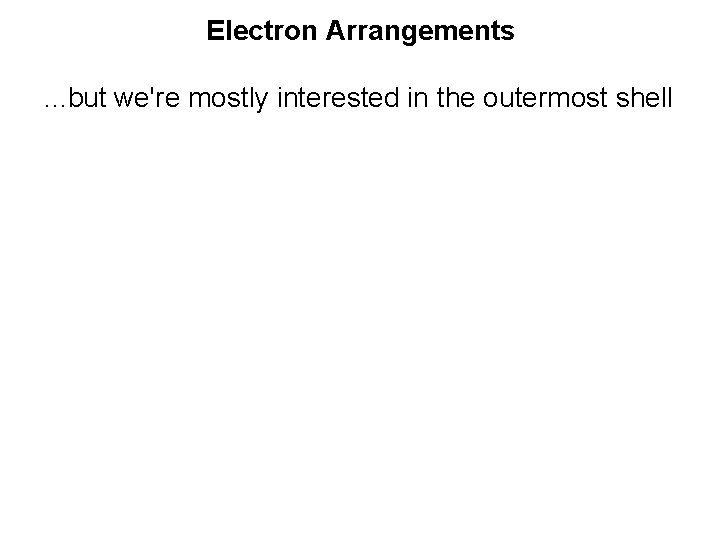 Electron Arrangements. . . but we're mostly interested in the outermost shell 