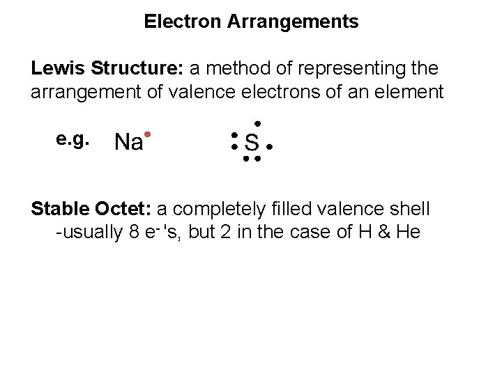 Electron Arrangements Lewis Structure: a method of representing the arrangement of valence electrons of