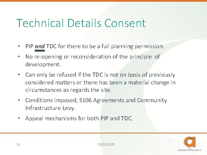 Technical Details Consent • PIP and TDC for there to be a full planning