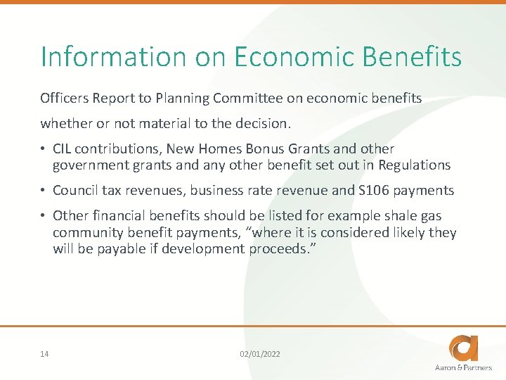 Information on Economic Benefits Officers Report to Planning Committee on economic benefits whether or