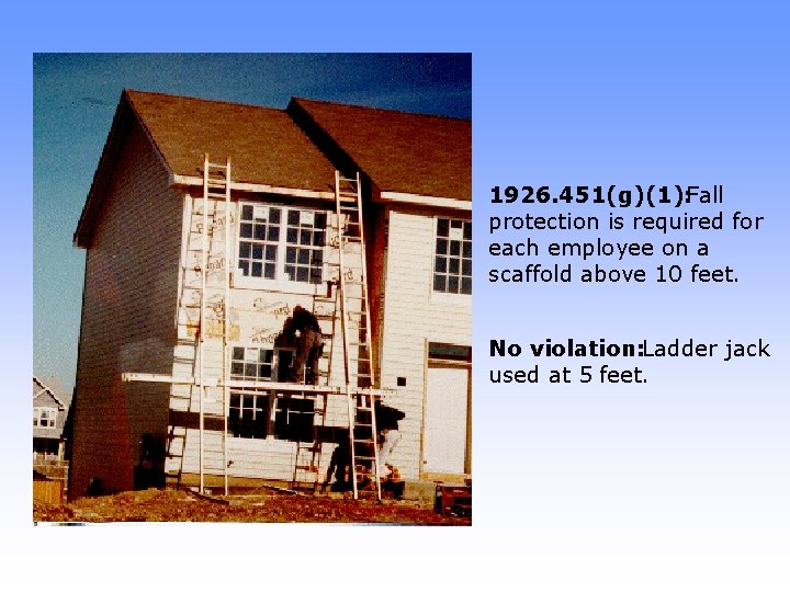 1926. 451(g)(1): Fall protection is required for each employee on a scaffold above 10
