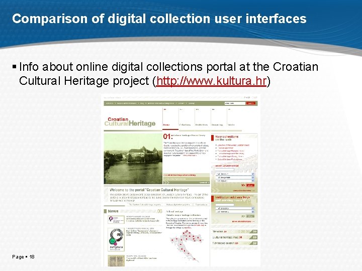 Comparison of digital collection user interfaces Info about online digital collections portal at the