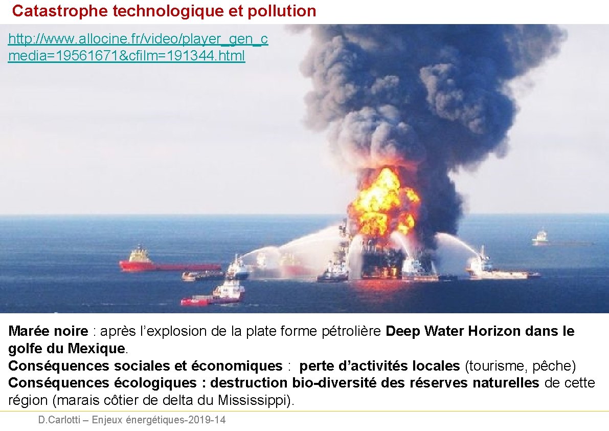 Catastrophe technologique et pollution http: //www. allocine. fr/video/player_gen_c media=19561671&cfilm=191344. html Marée noire : après