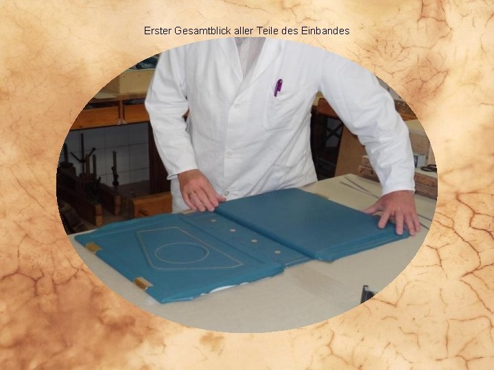 Erster Gesamtblick aller Teile des Einbandes 