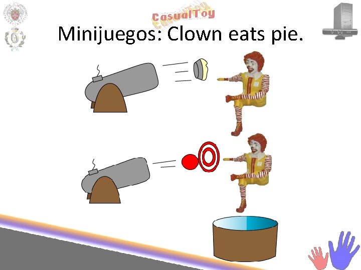 Minijuegos: Clown eats pie. 