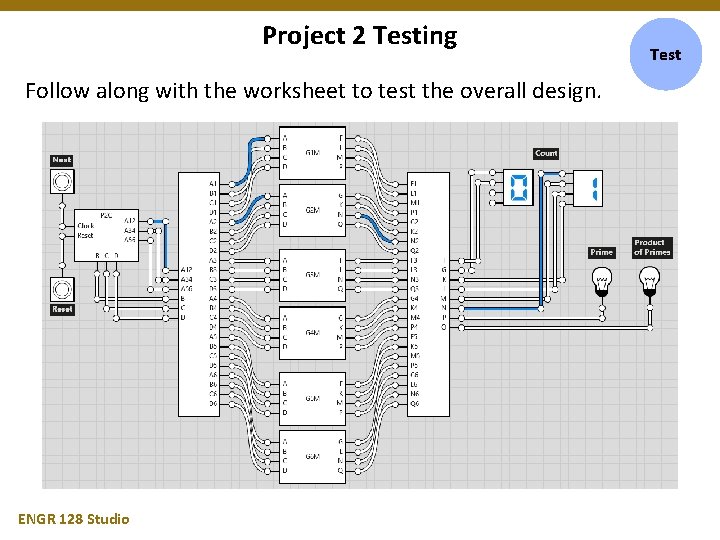 Project 2 Testing Follow along with the worksheet to test the overall design. ENGR