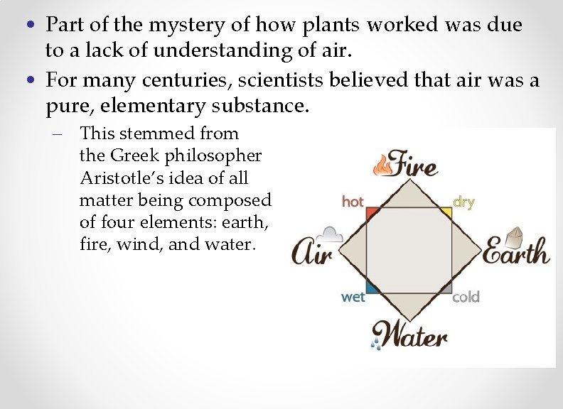  • Part of the mystery of how plants worked was due to a