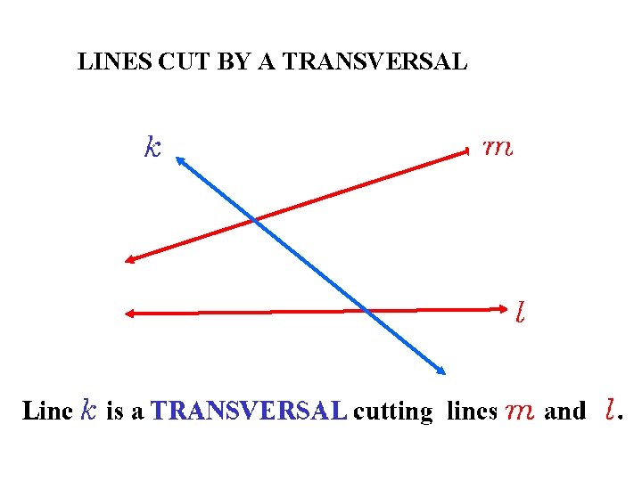 LINES CUT BY A TRANSVERSAL 
