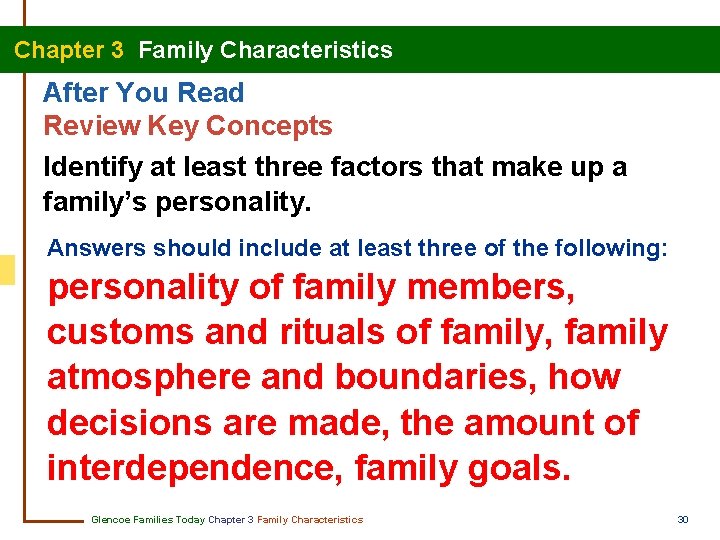 Chapter 3 Family Characteristics After You Read Review Key Concepts Identify at least three