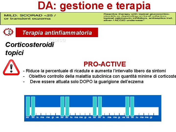 DA: gestione e terapia 2 Terapia antinfiammatoria topica Corticosteroidi topici STRATEGIA PROv Pazienti con