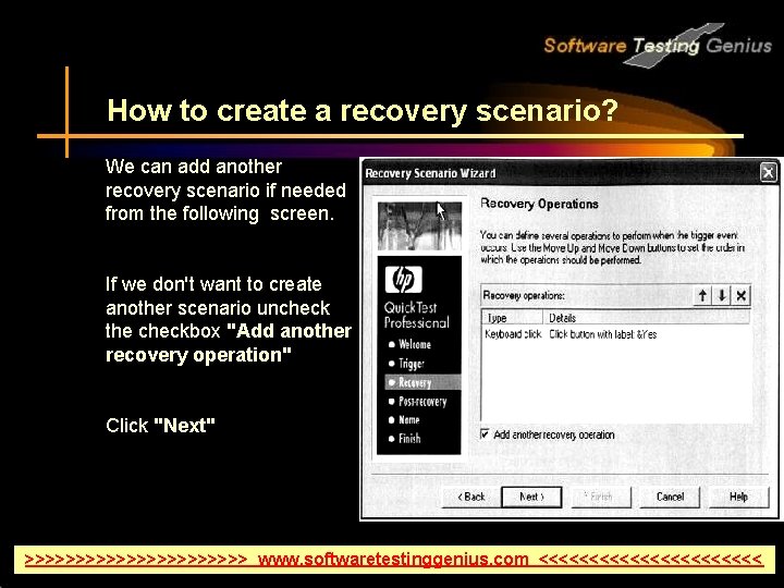 How to create a recovery scenario? We can add another recovery scenario if needed
