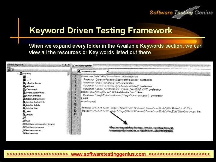 Keyword Driven Testing Framework When we expand every folder in the Available Keywords section,