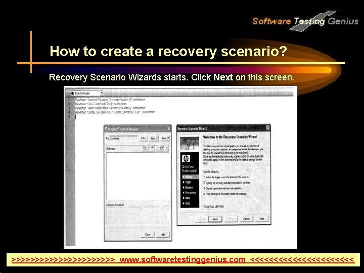 How to create a recovery scenario? Recovery Scenario Wizards starts. Click Next on this