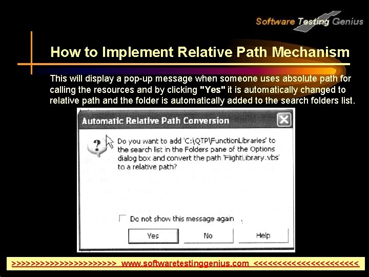 How to Implement Relative Path Mechanism This will display a pop-up message when someone
