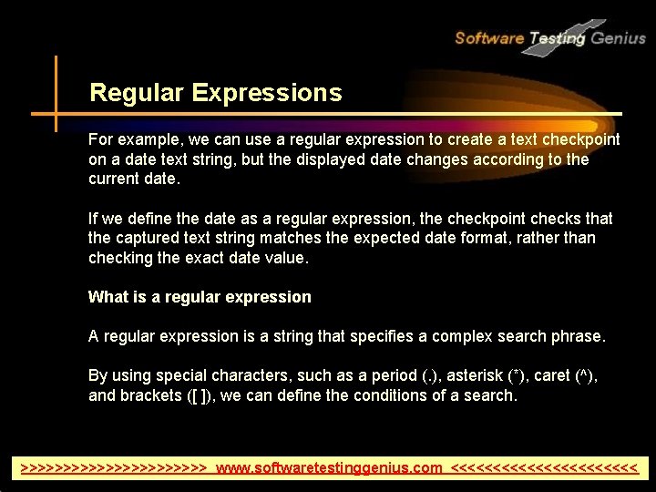 Regular Expressions For example, we can use a regular expression to create a text