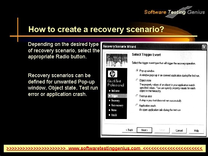 How to create a recovery scenario? Depending on the desired type of recovery scenario,