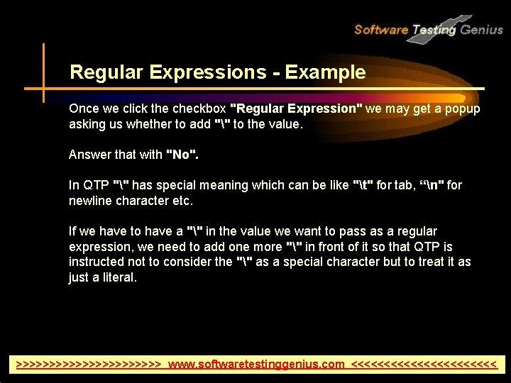Regular Expressions - Example Once we click the checkbox "Regular Expression" we may get