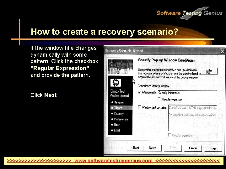 How to create a recovery scenario? If the window title changes dynamically with some