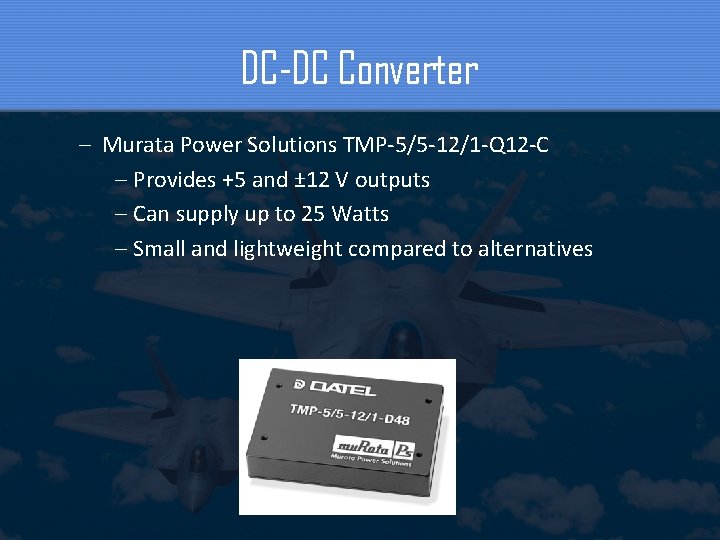 DC-DC Converter – Murata Power Solutions TMP-5/5 -12/1 -Q 12 -C – Provides +5