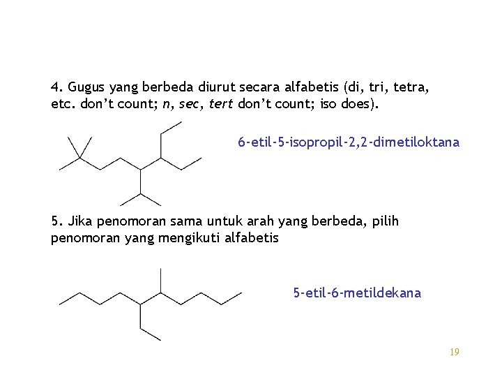 4. Gugus yang berbeda diurut secara alfabetis (di, tri, tetra, etc. don’t count; n,