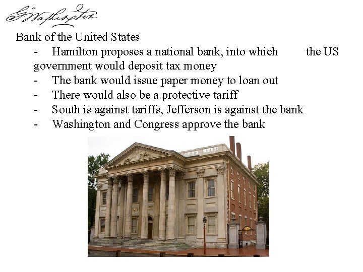 Bank of the United States - Hamilton proposes a national bank, into which the Bank of the United States - Hamilton proposes a national bank, into which the